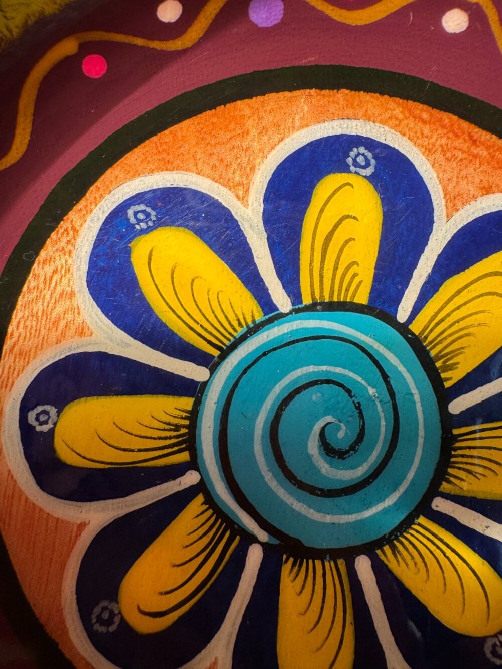 VTG Roberto Rios Mexican Folk Art Painted Wood Bowl - Picture 7 of 7